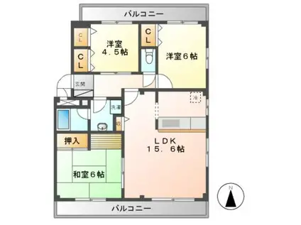 メゾンプチシャトー砂場(3LDK/3階)の間取り写真