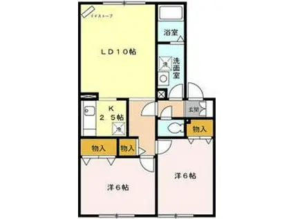 セジュール若草(2LDK/1階)の間取り写真