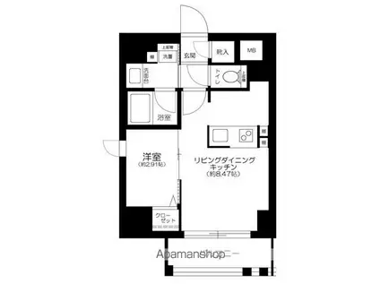 GRANSITE千代田水道橋(1LDK/4階)の間取り写真