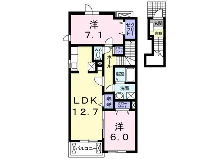 アクテュエル(2LDK/2階)の間取り写真