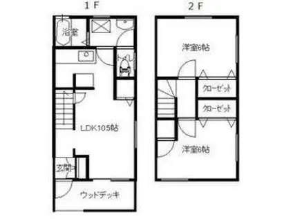 TOWN PALACE(2LDK/2階)の間取り写真