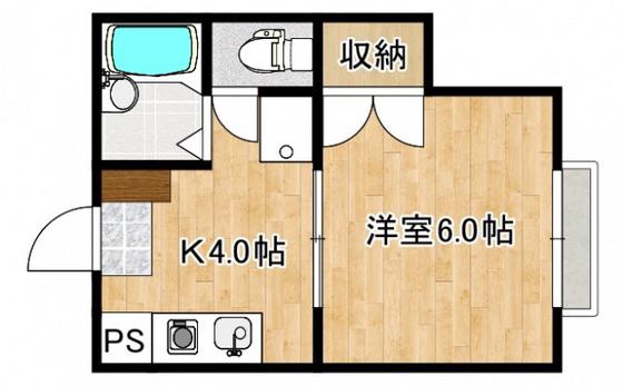 ハピネスK(1K/1階)の間取り写真