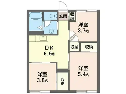 南ハイツ(3DK/1階)の間取り写真