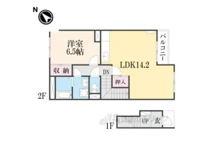 スターテラス22B棟(1LDK/2階)の間取り写真