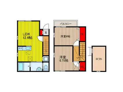 リバーサイドキャッスルDUO(2LDK/1階)の間取り写真