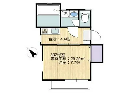 グランデシャンテ押上(1K/3階)の間取り写真