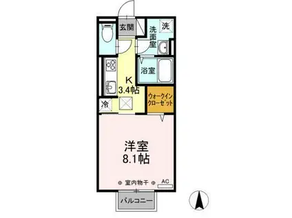 D-ROOM富田(1K/1階)の間取り写真