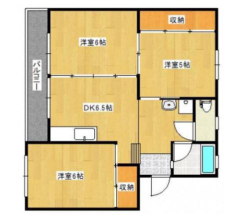 グレースタカツキ2号棟(3DK/4階)の間取り写真