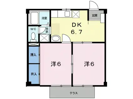 ファミール安東(2DK/2階)の間取り写真