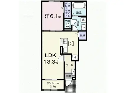 ホップV A(1LDK/1階)の間取り写真