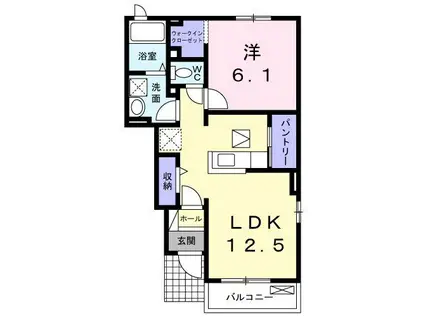 リヴィエールブラン(1LDK/1階)の間取り写真