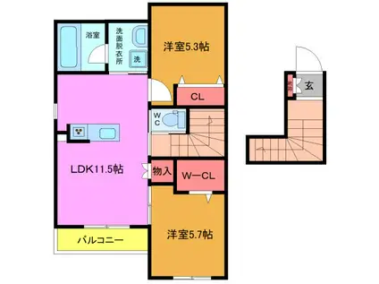 HEBEL MAISON・α(2LDK/2階)の間取り写真