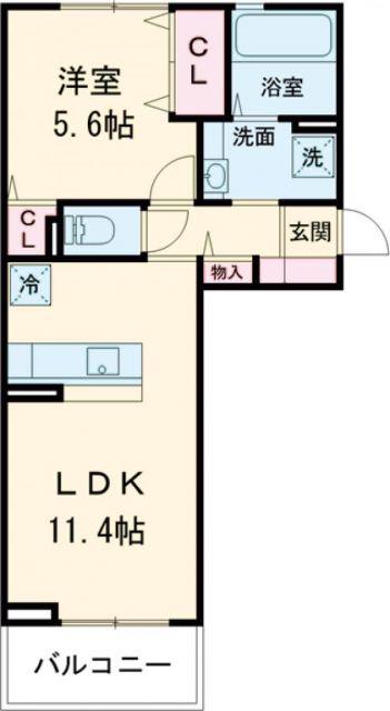 D-ROOM須屋(1LDK/3階)の間取り写真