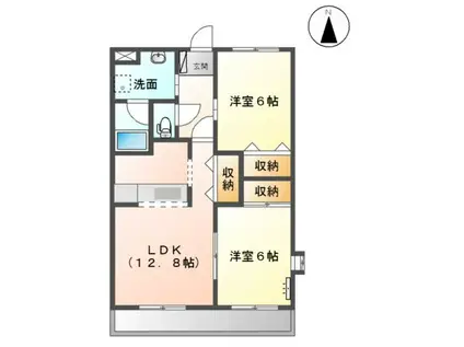 サニーウイング大野壱番館(2LDK/2階)の間取り写真