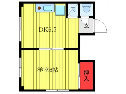 久保田コーポ(1DK/4階)の間取り写真