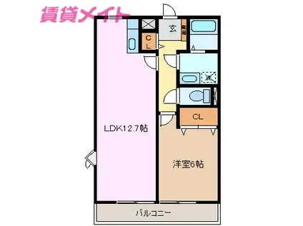 ジョイフル II(1LDK/2階)の間取り写真