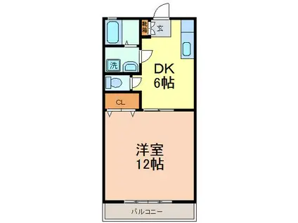 アップリバー今泉(1DK/2階)の間取り写真