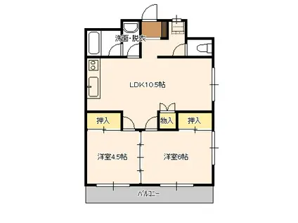 グリーンヒルズ新津(2LDK/1階)の間取り写真