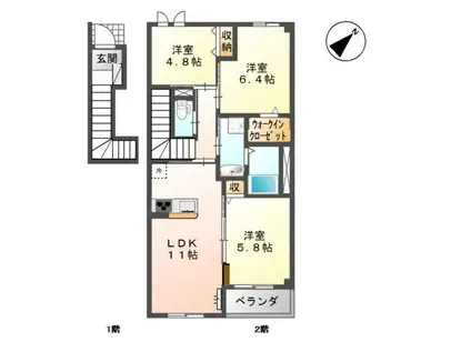 侑信輪II(3LDK/2階)の間取り写真