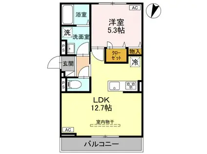 エテルノ ドス(1LDK/2階)の間取り写真
