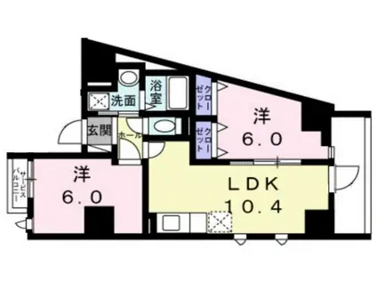 カナール K2(2LDK/9階)の間取り写真