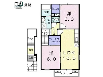 キャトルセゾン(2LDK/2階)の間取り写真