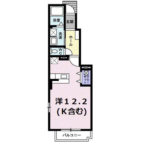 プランタンローズ(ワンルーム/1階)の間取り写真