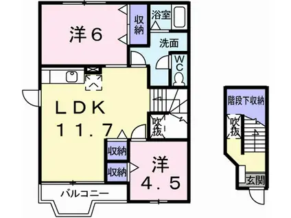 エステートハイツPARTII(2LDK/2階)の間取り写真