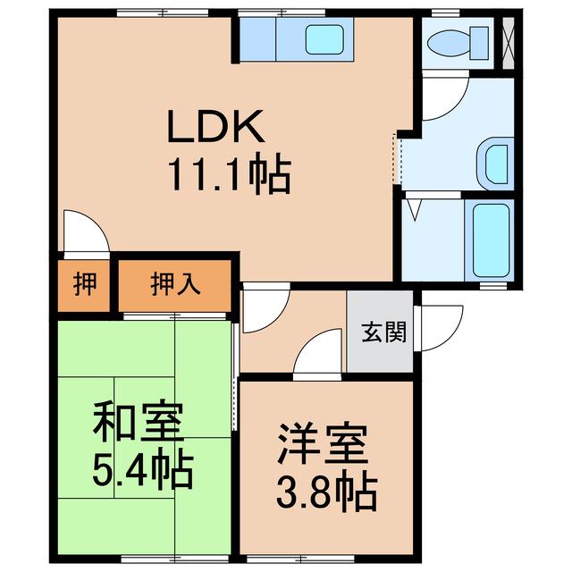 ＪＲ和歌山線 岩出駅 徒歩23分 2階建 築37年(2LDK/1階)の間取り写真