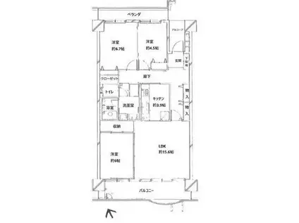 ネオハイツ江戸川台A棟(3LDK/2階)の間取り写真