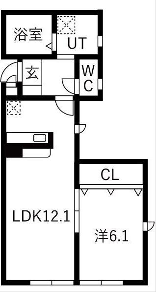 ヴィラロワール(1LDK/1階)の間取り写真