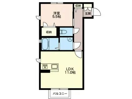 フォルトゥーナ(1LDK/2階)の間取り写真