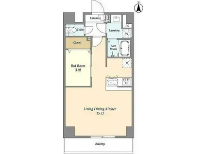 アルファコート谷在家(1LDK/8階)の間取り写真