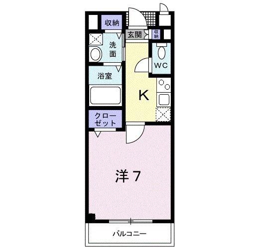 タカンド(1K/2階)の間取り写真