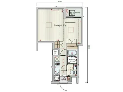 セリュークス平和台(1K/4階)の間取り写真