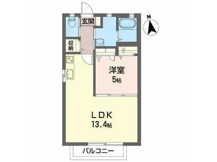 シャーメゾンエル(1LDK/2階)の間取り写真