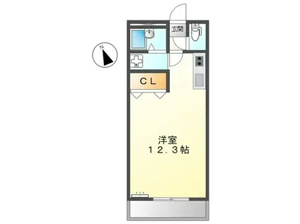 グリーンコート野里(ワンルーム/2階)の間取り写真