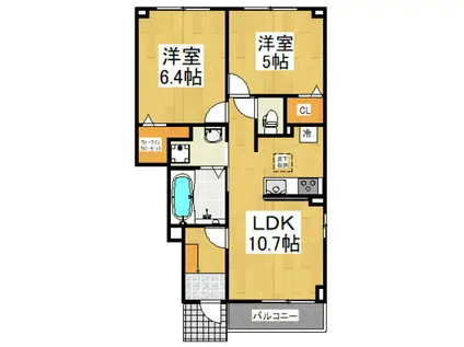 メゾン・ド・シェリ(2LDK/1階)の間取り写真