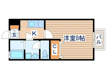 グランデ岩切(1K/2階)の間取り写真