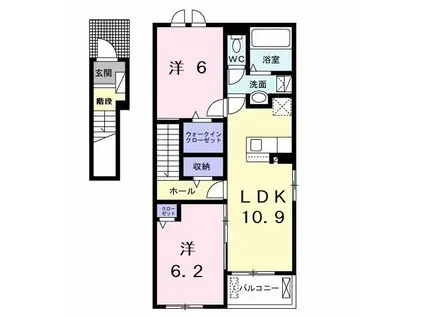 エピナール新茂原A(2LDK/2階)の間取り写真