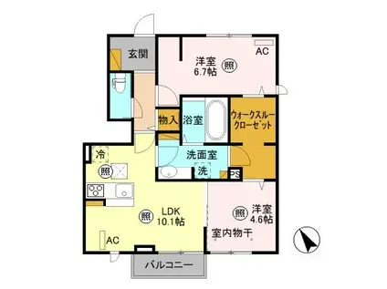 カーネリアン B(2LDK/1階)の間取り写真