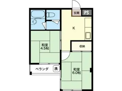 ショーワビルII(2K/2階)の間取り写真