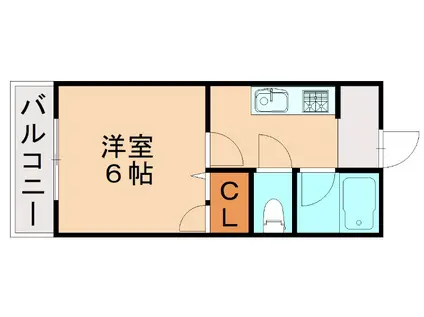 アップルI(1K/2階)の間取り写真