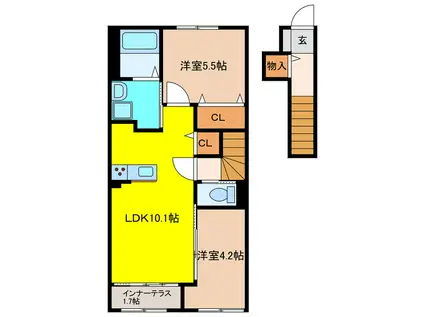 サクラII(2LDK/2階)の間取り写真