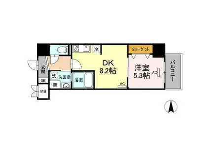 PARK AVENUE ウエスト(1LDK/4階)の間取り写真