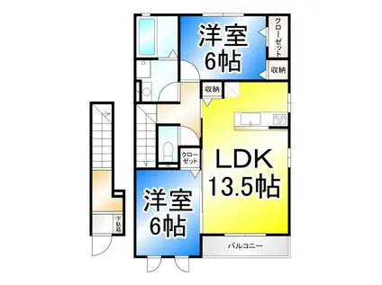 プライマリーコート(2LDK/2階)の間取り写真