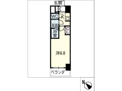 S-RESIDENCE勝川駅前(1K/9階)の間取り写真