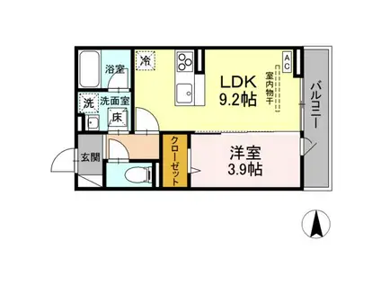 D-ROOM東深津(1LDK/1階)の間取り写真