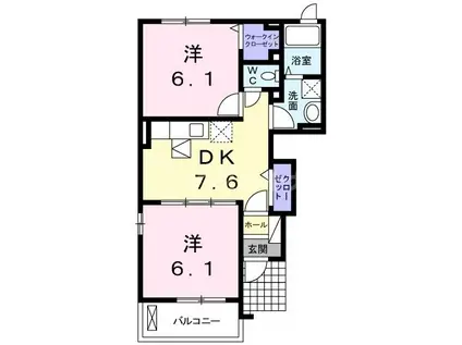 モデルノパレスII(2DK/1階)の間取り写真
