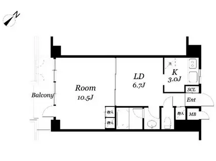 メゾンドゥース南麻布(1LDK/3階)の間取り写真
